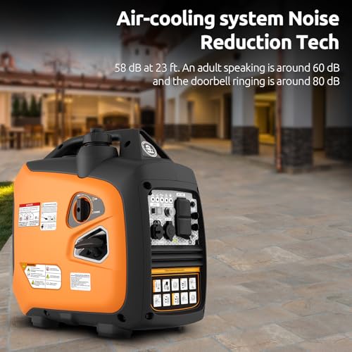 Portable Inverter Generator 2500W Gas Powered, Long Runtime Gas Generator for Camping, Tailgating, Home Emergency Use, EPA Compliant 2024 Version - Image 4