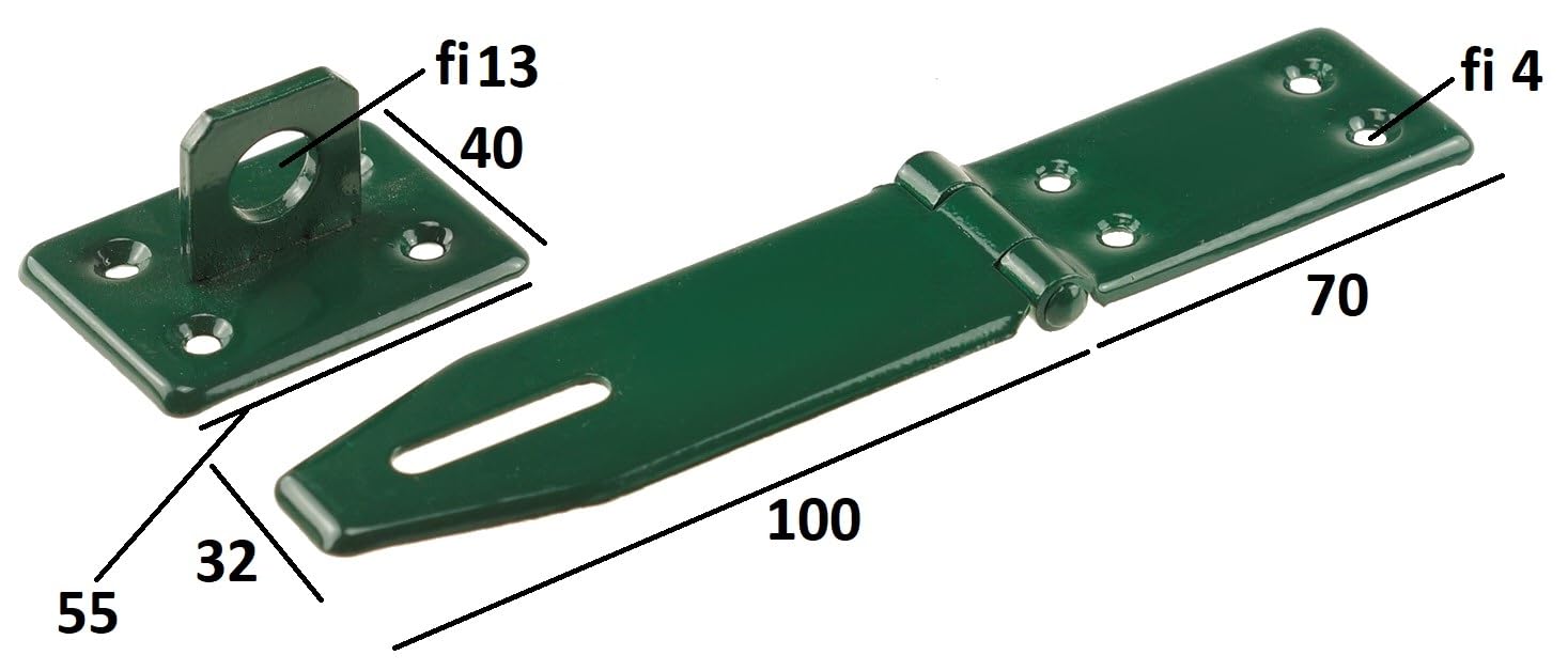 Hasp Security 170x32mm Verde - Cancello Serratura Porta Chiavistello Scorrevole - Serratuea per Porte - Cancelli da Giardino cancello