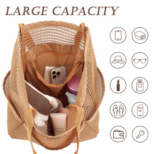 Bolso de malla para playa grande para mujer miniatura 4