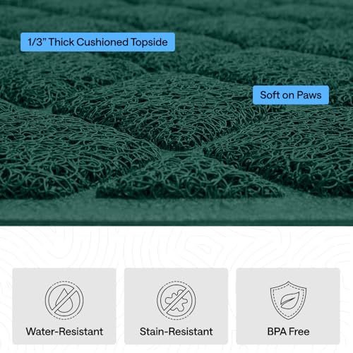 Image of GORILLA GRIP Durable Cat Litter Mat (35x23), XL Jumbo, No Phthalate, Water Resistant, Traps Litter from Box & Cats, Scatter Control, Soft on Kitty Paws, Easy Clean Mats (Hunter Green)