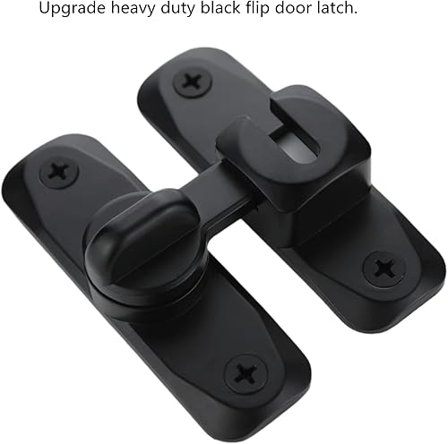 Miniatura 5 de FIREFLYWEB Pestillo de puerta abatible negro de 180 grados resistente para puerta de barra, cerradura de puerta de seguridad, diseño grueso y
