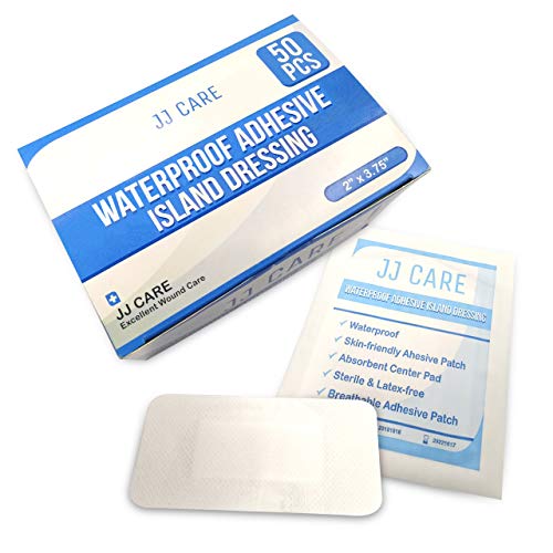 JJ CARE [Pack of 50] Waterproof Adhesive Island Dressing 2” x 3.75”, Sterile Wound Dressing, Adh - //coolthings.us