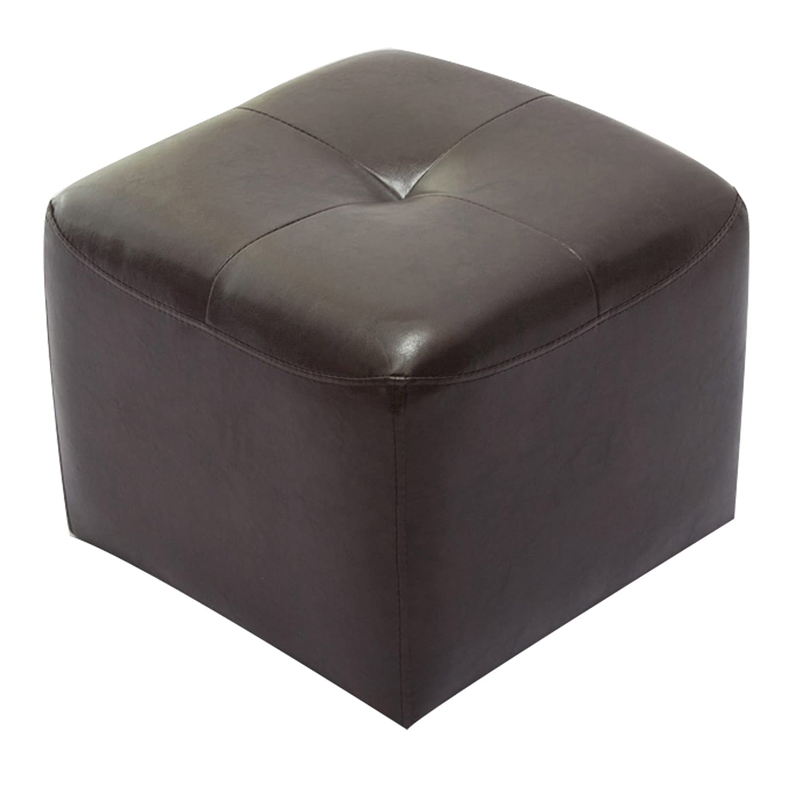 Tabouret Bas Pouf Carré en Cuir Artificiel PU Facile à Nettoyer