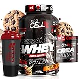 PACK Procell Proteinas Whey Advanced 2Kg (Cookie Dough) + Creatina monohidratada 200Gr + Shaker 'REGALO' Gana masa muscular, Fuerza, Resistencia, Tonificacion muscular, Recuperacion deportiva