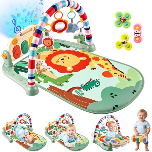 Joryuek Baby Play Mat, Tummy Time Mat with Piano Music and Lights, Baby Activity Play Gym with...