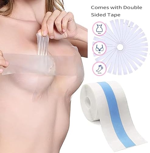 Klebe-BH Tape Brustband Boob Tape Breast Lift Tape Push Up Große Brust Unsichtbarer Bruststraffung Band mit 36pcs Fashion Tape für Kleid Brautkleid 5 m x 5cm (Stile 2-trasparente, 5 m x 5cm)