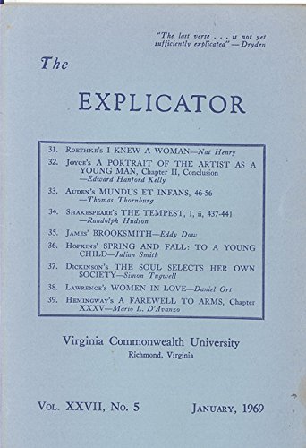 The Explicator Magazine January 1960: Various articles: Amazon.com: Books