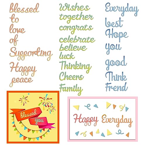 INFUNLY 27pcs Words Cutting Die Metal Dies Cut Daily Languages Embossing Stencil Template for DIY Paper Art Craft Scrap-booking Photo Album Decor