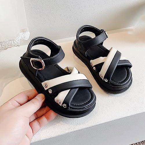 Girls Open Toe Color Blocking Princess Sandals Soft Bottom Shoes Casual Beach Vacation Girls Kids Sandals Size 134