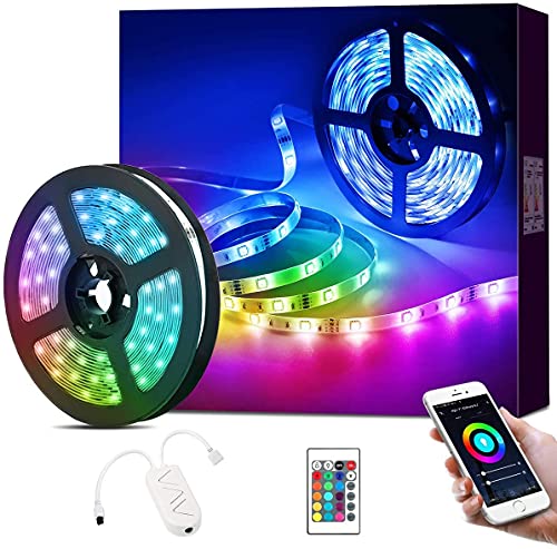 Lepro Led Strip Lights 16.4ft Smart Light Strips with App Control Remote, 5050 RGB Led Lights for Bedroom, Music Sync Color Changing Lights for Room Party