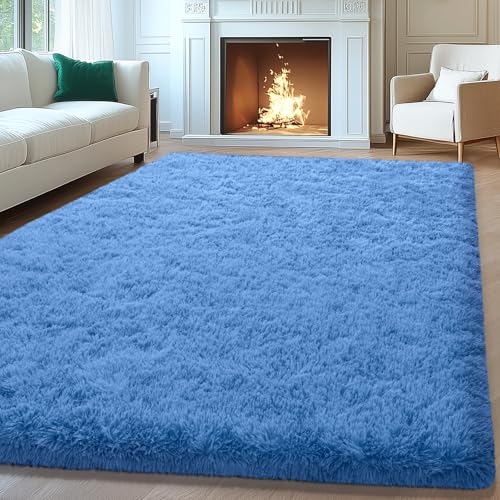 8x10 Area Rugs for Living Room, Blue Large Fluffy Rugs for Bedroom, Soft Carpet Shag Kids Room Rug, Non-Slip Fuzzy Rugs Indoor (Blue, 8ft x 10ft)