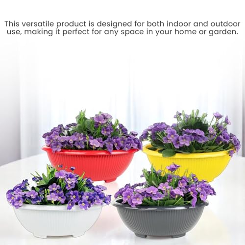 Image of Go Hooked Plastic Planter Pots Set of 2 | Multicolor Flower Pots Perfect for Home, Office & Garden Decor | Bonsai Round Pot 13.7 Inch for Indoor & Outdoor Plants | Durable, Lightweight & Modern Design