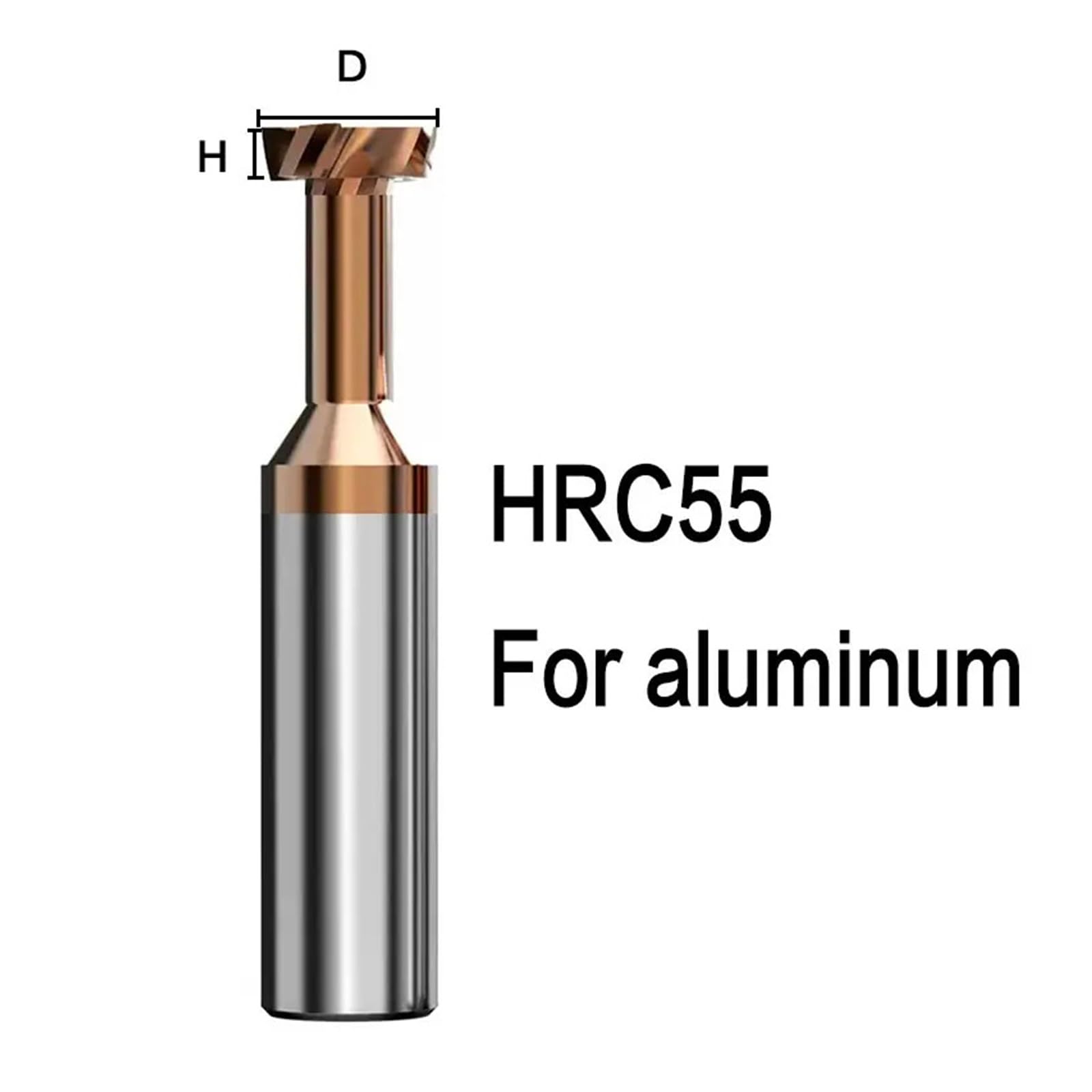 Fresa de extremo de fresado con ranura en T HRC55 de carburo recubierto de TiCN, broca enrutadora de ranurado de acero de tungsteno-1 ud.(Steel D6x2H)