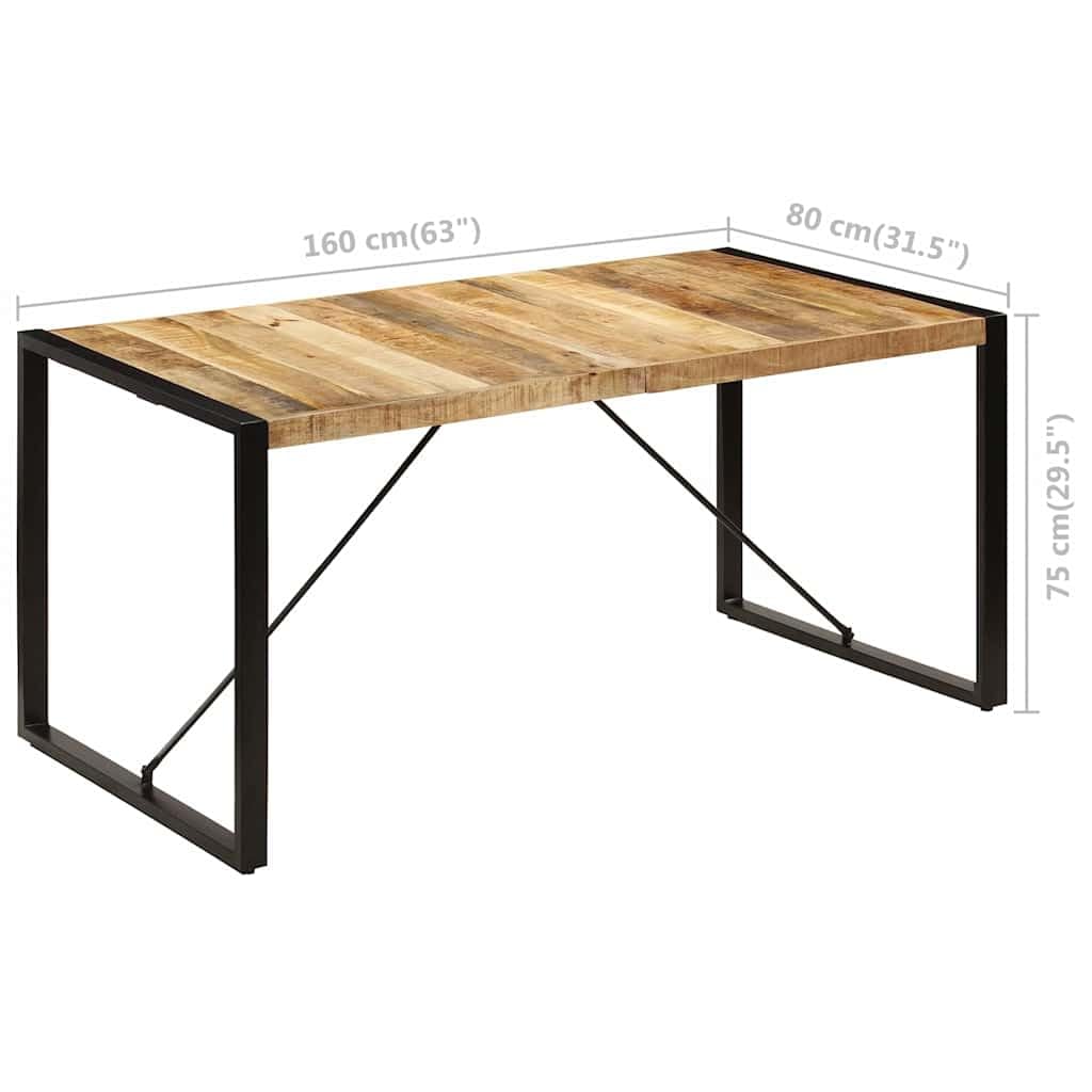 Stół do jadalni 160 x 80 x 75 cm lite drewno mango czarny