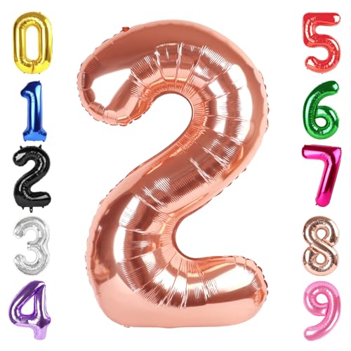 Image of 40 In Rose Gold Number 2 Balloon, 2nd Birthday Party Decorations for Women