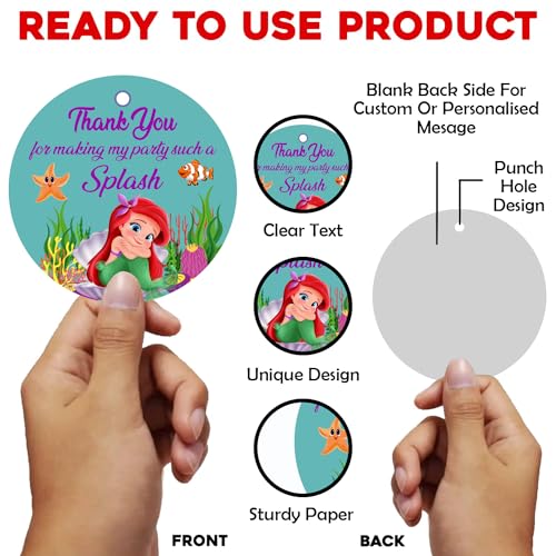 Image of Party Propz Thank You Cards - 21 Pcs, Mermaid Theme, Birthday & Return Gifts With Ribbon | Cardstock | Tags | Decoration Items