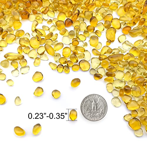 Image of Keedolla Decorative Fish Tank Pebbles Marbles 0.93LB, Sea Glass Stones Beards Pebbles Gravel Rock for Fish Tank, Garden and Vase Fillers - Light Yellow