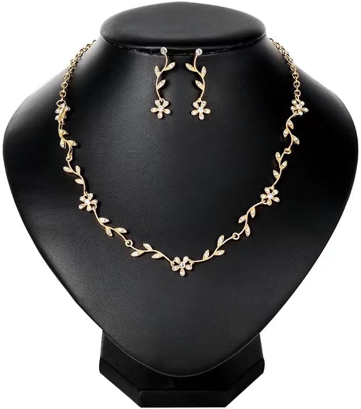 Hapibuy Crystal Necklace Earrings Bracelet Bridal Wedding Jewelry Set Rhinestone Choker Necklace For Brides Bridesmaid - Image 4