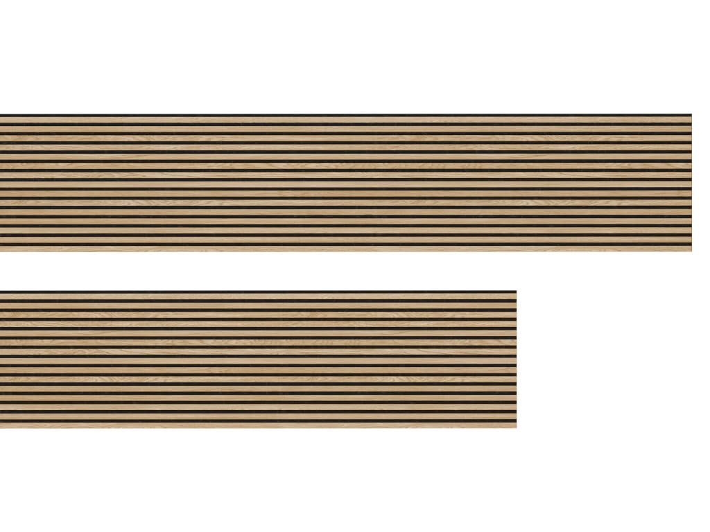 Akustikpaneele Holz 240x60 Wand Holzpanele 2er Set Wandpaneele Lamellenverkleidung Wandverkleidung aus Holzfunier Eiche Natur, Filz schwarz, geölt Oak