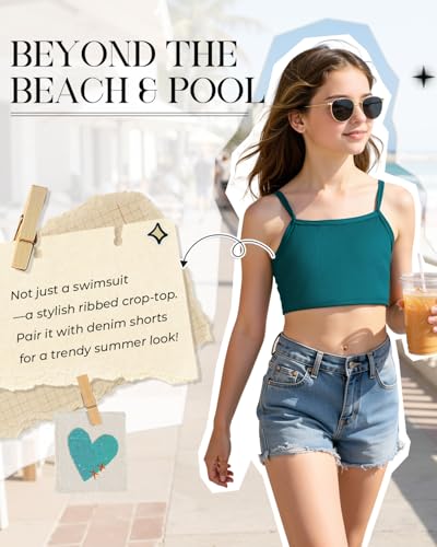 Image of Century Star Girls Ribbed 2-Piece Bikini Swimsuit - Fully Lined Modest Bathing Suit for Teens & Tweens