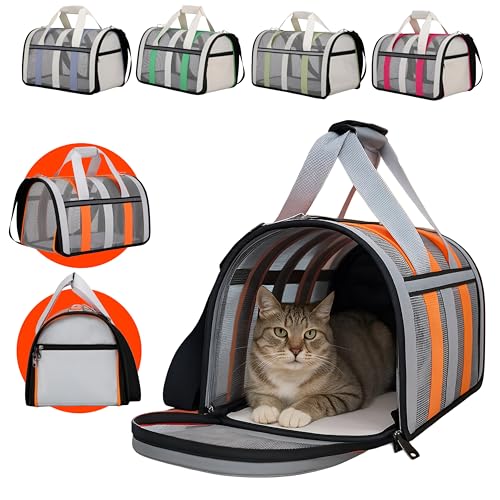 Bolsa de Transporte Pet para Gatos e Cães Pequenos Animais, Design Listrado, Com Alças, Portátil, Respirável