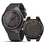 🌟 【Eleganter Blickfang】Die klare Linien und aufeinander abgestimmte Farbenkombination zwischen die Ebenholz-Ziffernblatt und schwarze Indizes bestimmen das elegante, schlichtes Design, somit passt sie den Outfits an.