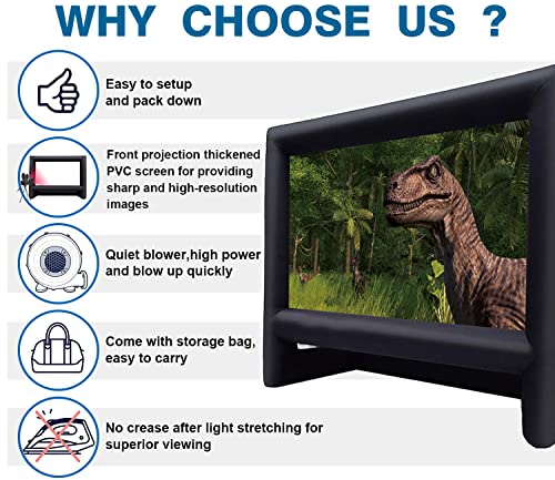 Image of XHYCPY 20ft Inflatable Projector Screen for Outside Inflatable Movie Screen Outdoor with Air Blower Storage Bag, Easy Set Up Blow Up Screen for Backyard Movie Night, Theme Parties, Celebrations