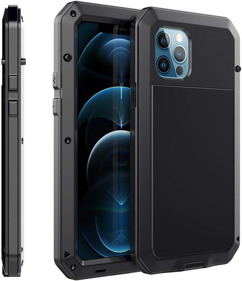 GSKJ, iPhone 12 Pro Waterproof Case (for iPhone 12 / iPhone 12 Pro (2020 Release)) 6.1 Inches, Waterproof and Shock Absorption, Durable Metal Frame, After A 10-Foot Drop Test. (Black(6.1in))