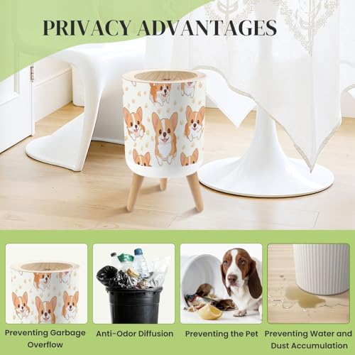 Pequeña caneca de basura con tapa y patas, 7L miniatura 4