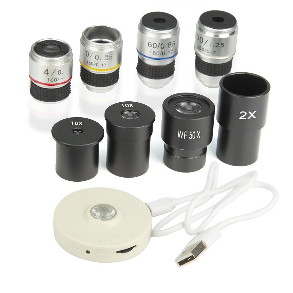 Accesorios para microscopio de Laboratorio Microscopio biológico óptico HD 40-6000X de Gran Aumento con Condensador Abbe Microscopio de enseñanza de Laboratorio para escu