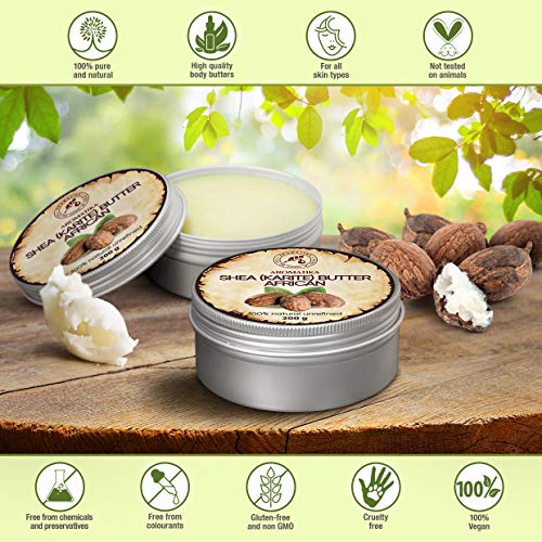 Shea boter 200g (Koudgeperst), 100% puur natuurlijke lichaamsboter - rijk aan mineralen & vitamines voor intensieve… - Image 3