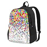 GUOLGP Mochila unisex de gran capacidad con estampado artístico de puntos de colores, para viajes, escuela, trabajo, viajes, universidad, uso diario