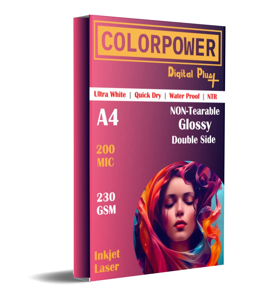 Image of A4 Photo Glossy Non-TEARABLE Paper NTR (Both Side Coated /Printable) 200 MICRONS / 230 GSM for Digital, Inkjet and Laserjet (10)