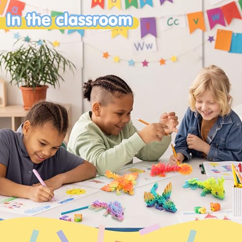 JOYIN 8 Pcs 3D Printed Dragon, 4.4" Colorful Flexible Articulated Dragon Fidget Toys for Party Favors, Classroom Prizes, Goodie Bag Fillers, Autism Stress Relief for Kids & Adults Birthday Gifts - image 8