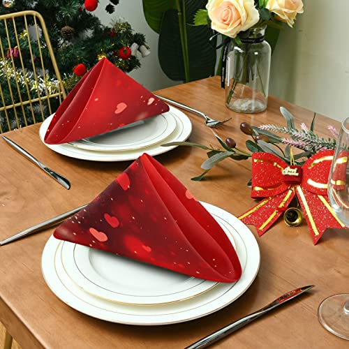 Senya Valentine's Day Cloth Napkin Romantic Valentine Heart Cloth Napkin Set Of 6 Washable Reusable Polyester Table Napkins For Family Dinner, Party, Holiday #TOP3