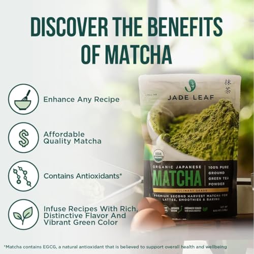 Image of Jade Leaf Matcha Organic Culinary Grade Matcha Powder - Japanese Green tea for Baking, Smoothies, Lattes, and Skin Care, 100g / 3.53 Ounce (Pack of 1)