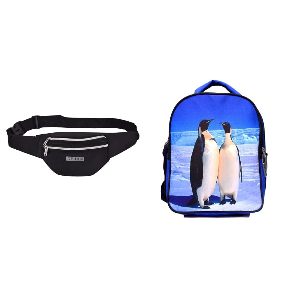 Bags Latest Waterproof Waist Pouch Bag for Travel Handy Hiking Zip Pack Sport Bag Bum Bag + Bags Dejan Girls Boys Blue Penguine Couple Printed Kids School Multipurpose Picnic Tution-image-14