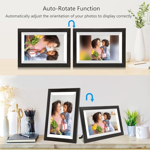 Image of Akimart 32GB 10.1 Inch Wood Digital Photo Frame 1280x800 IPS LCD Touch Screen,Smart WiFi Digital Picture Frame, Auto-Rotate Portrait and Landscape, Share Moments Instantly via Frameo App from Anywhere