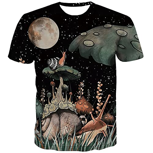 KYKU Pilzhemden für Herren, lustiges Schnecken-T-Shirt, Fantasie, Stern, Mond, Galaxie-T-Shirt, Pilz-Shirts, XX-Large Cover