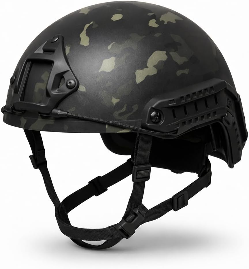 DLP Lightweight Tactical Bump Helmet – ImpaX Extreme Plus High Cut Fast Helmet, OPS Core Style MICH/ACH Military Airsoft Helmet w/NVG Mount & Accessory Bundle