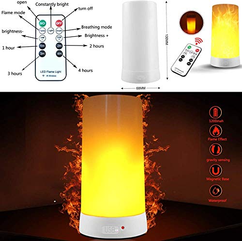 Hawofly LED-Flammeneffektlicht, 2er-Pack Flammenlampe, wiederaufladbares USB Flammenlicht mit Fernbedienung und Timer… – Ansicht 2