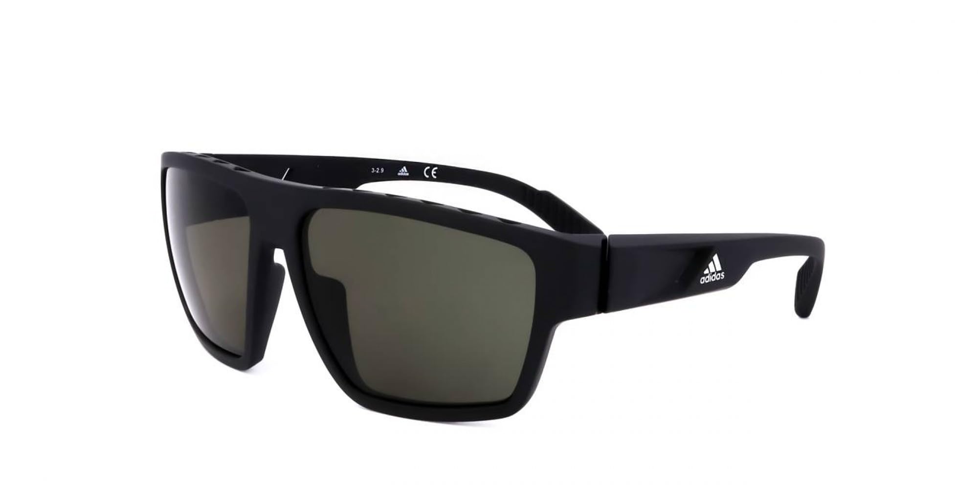 Adidas Men's Matte Black/Green Sp0008 Sunglasses, 61