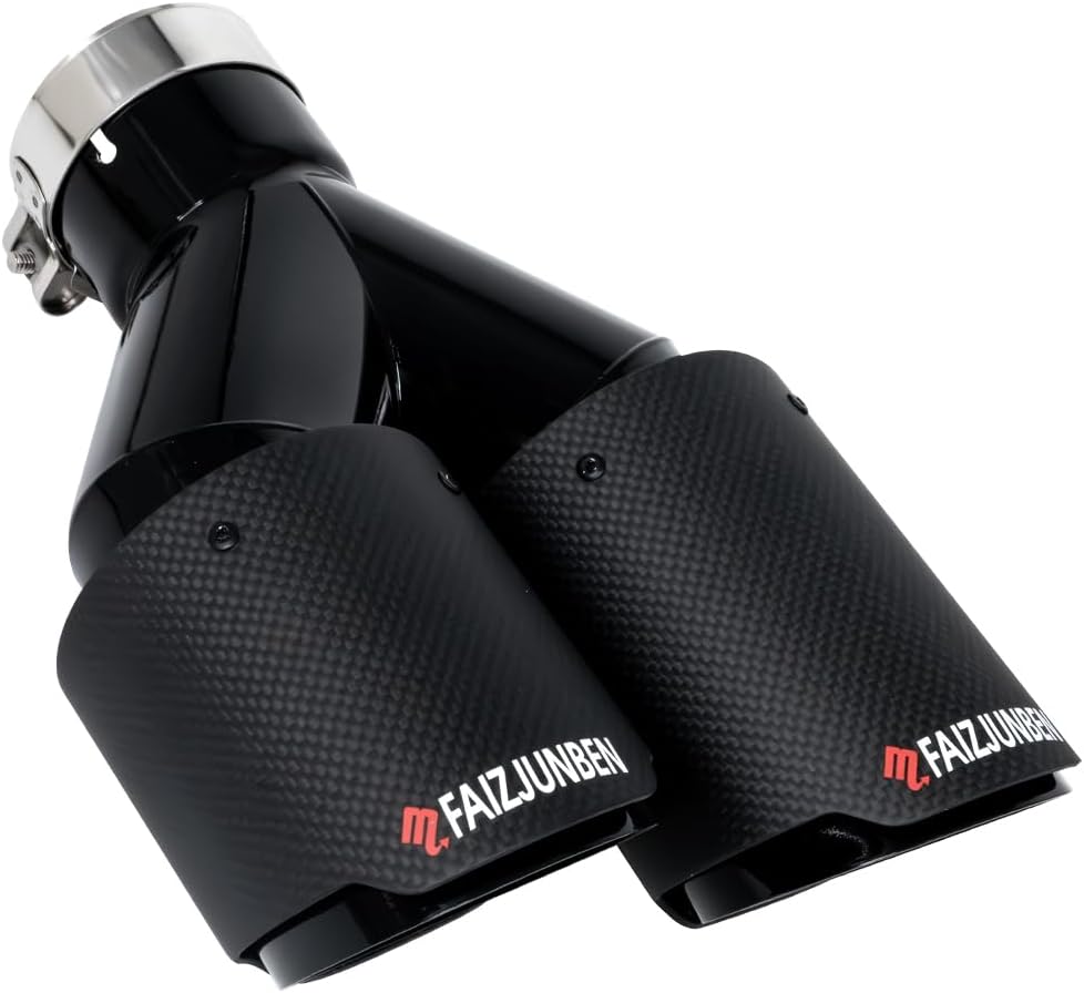 Carbon Fiber Exhaust TipDual exhaust tips with 2.5-inch inlet and 3.5-inch outletBrushed textured carbon fiber exhaust tip