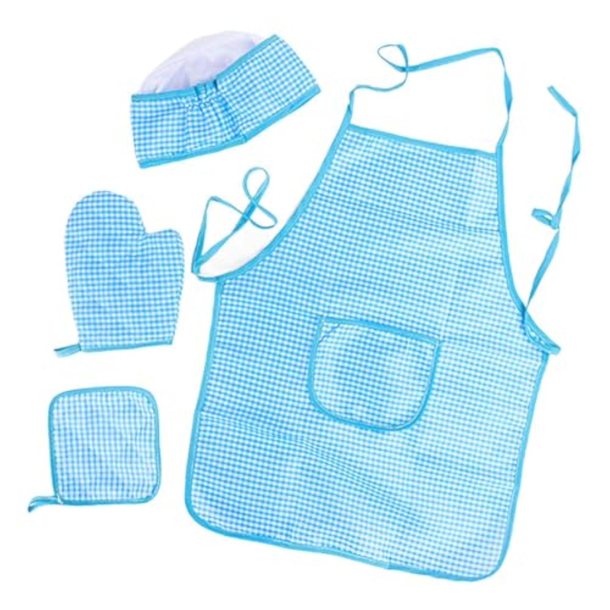 Kids Chef Costume Apron Set for Role Playing, Blue