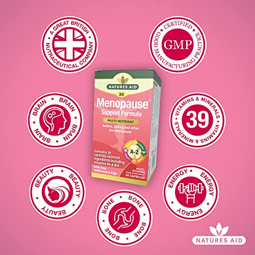 Natures Aid Menopause Support Formula, Multivitamin with SOYA Isoflavones & Sage, 30 Capsules - 4