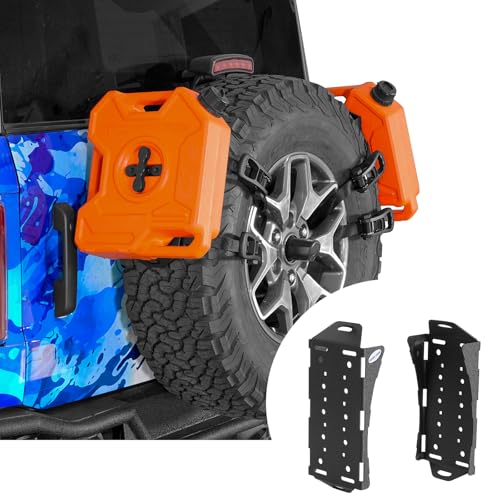Hooke Road 2PCS Universal Fit Gas Can Spare Tire Mount Brackets Quick Release Camping Tool Storage Racks for Rotopax Fuel Can Water Tanks Offroad Accessory