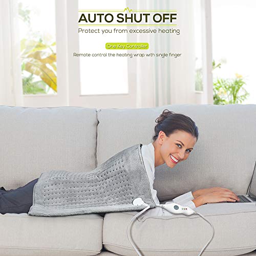 XXXL Ultra-Wide Heating Pad, Foot Warmer for Full Body, Back Pain and Cramps - Fast-Heating, Ultra-Soft Heat Therapy with 3 Settings and Auto Shut Off for Pets, Moist/Dry, Machine Washable, 23" x 24"