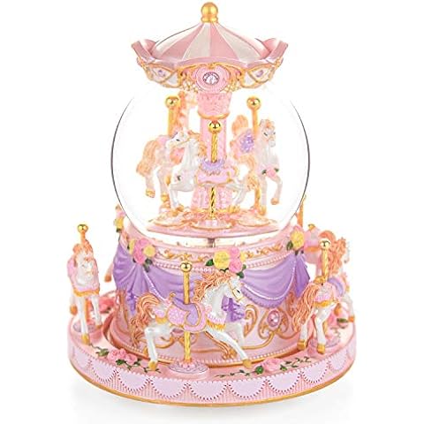 Carousel Music Box Horse Gift - Rotating Snow Globe for Kids Girls Women Daughter Wife Husband 8-Horse Music Boxes Mechanism Birthday Anniversary Christmas Valentine Gift Play Always with Me Cover