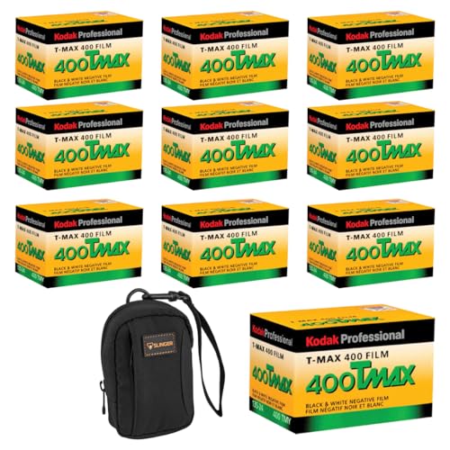 Kodak T-Max 400 TMY 35mm Black White Negative Film, ISO 400, 24 Exposure, 10-Pack, Bundle with Alpine 1 Camera Bag