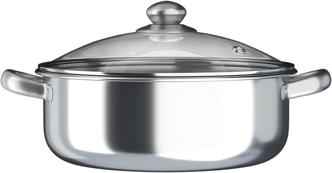 5-Tier Stainless Steel Steamer, Stackable Stainless Steel Steam Pot with Glass Lid for Simultaneous Steaming and Cooking, Large Capacity Steamer for Cooking Healthy Meals, Dumplings and Vegetables (30cm)